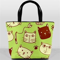 Cute Hand Drawn Cat Seamless Pattern Bucket Bag by Vaneshart