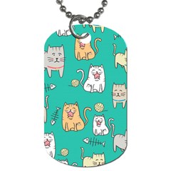 Seamless Pattern Cute Cat Cartoon With Hand Drawn Style Dog Tag (one Side) by Vaneshart