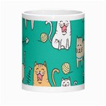 Seamless Pattern Cute Cat Cartoon With Hand Drawn Style Morph Mugs Center