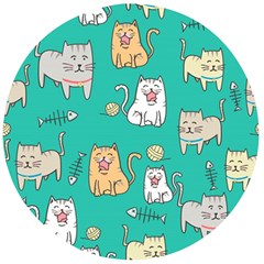 Seamless Pattern Cute Cat Cartoon With Hand Drawn Style Wooden Bottle Opener (round) by Vaneshart