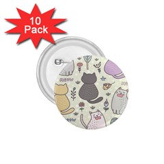 Funny Cartoon Cats Seamless Pattern  1 75  Buttons (10 Pack) by Vaneshart