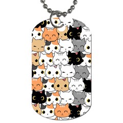 Cute Cat Kitten Cartoon Doodle Seamless Pattern Dog Tag (one Side) by Vaneshart