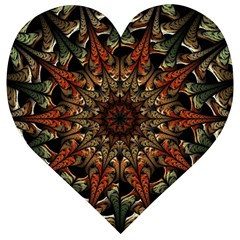 Art Abstract Fractal Pattern Wooden Puzzle Heart by Wegoenart