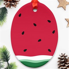 Minimalist Summer Watermelon Wallpaper Ornament (oval) by Nexatart