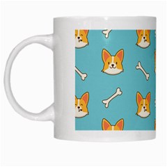 Cute Corgi Dog Face Pattern White Mugs by Nexatart