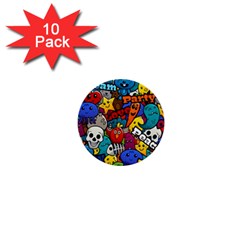 Graffiti Characters Seamless Pattern 1  Mini Buttons (10 Pack)  by Nexatart