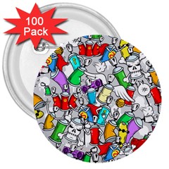 Graffiti Characters Seamless Pattern 3  Buttons (100 Pack)  by Nexatart