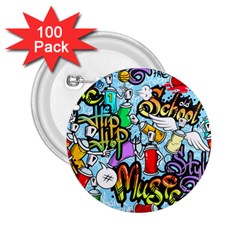 Graffiti Characters Seamless Patternm 2 25  Buttons (100 Pack)  by Nexatart