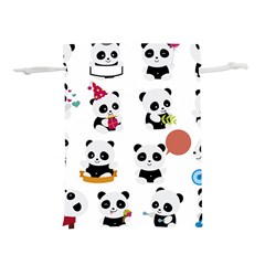 Playing Pandas Cartoons Lightweight Drawstring Pouch (l) by Vaneshart