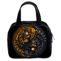 Yin Yang Owl Doodle Ornament Illustration Classic Handbag (two Sides) by Vaneshart