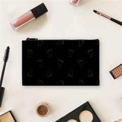 Neon Style Black And White Footprints Motif Pattern Cosmetic Bag (small) by dflcprintsclothing