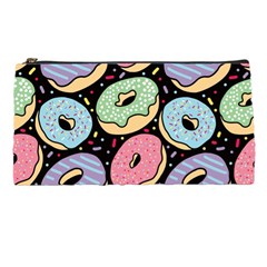 Colorful Donut Seamless Pattern On Black Vector Pencil Cases by Sobalvarro