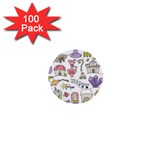 Fantasy Things Doodle Style Vector Illustration 1  Mini Buttons (100 pack)  Front