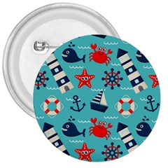 Seamless Pattern Nautical Icons Cartoon Style 3  Buttons by Wegoenart