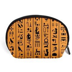 Egyptian Hieroglyphs Ancient Egypt Letters Papyrus Background Vector Old Egyptian Hieroglyph Writing Accessory Pouch (large) by Wegoenart