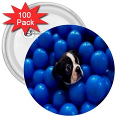 Cute Balls Puppy 3  Buttons (100 Pack)  by Sparkle