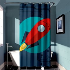 Rocket With Science Related Icons Image Shower Curtain 36  X 72  (stall)  by Vaneshart