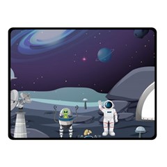 Alien Astronaut Scene Fleece Blanket (small) by Vaneshart