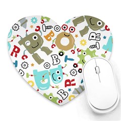 Seamless Pattern Vector With Funny Robots Cartoon Heart Mousepads by Vaneshart