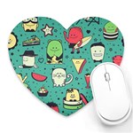 Seamless Pattern With Funny Monsters Cartoon Hand Drawn Characters Unusual Creatures Heart Mousepads Front