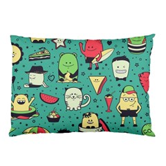 Seamless Pattern With Funny Monsters Cartoon Hand Drawn Characters Unusual Creatures Pillow Case by Vaneshart