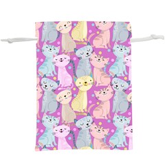 Colorful Cute Cat Seamless Pattern Purple Background  Lightweight Drawstring Pouch (xl) by Vaneshart