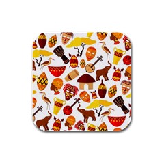 Africa Jungle Ethnic Tribe Travel Seamless Pattern Vector Illustration Rubber Square Coaster (4 Pack)  by Vaneshart