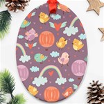 Cute Seamless Pattern With Doodle Birds Balloons Ornament (Oval) Front