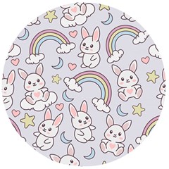 Seamless Pattern With Cute Rabbit Character Wooden Bottle Opener (round) by Vaneshart