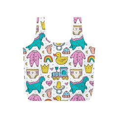 Baby Care Stuff Clothes Toys Cartoon Seamless Pattern Full Print Recycle Bag (s) by Vaneshart