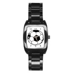 Soccer Lovers Gift Stainless Steel Barrel Watch Front