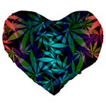 420 ganja pattern, weed leafs, marihujana in colors Large 19  Premium Heart Shape Cushions Front