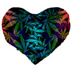 420 ganja pattern, weed leafs, marihujana in colors Large 19  Premium Heart Shape Cushions Back