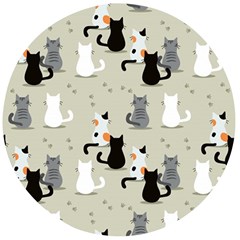 Cute Cat Seamless Pattern Wooden Bottle Opener (round) by Vaneshart