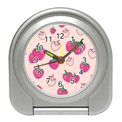 Seamless-strawberry-fruit-pattern-background Travel Alarm Clock by Vaneshart