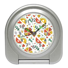 Seamless-hipster-pattern-with-watermelons-mint-geometric-figures Travel Alarm Clock by Vaneshart