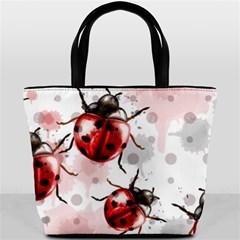 Ladybugs-pattern-texture-watercolor Bucket Bag by Vaneshart