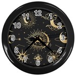 Asian-set-with-clouds-moon-sun-stars-vector-collection-oriental-chinese-japanese-korean-style Wall Clock (Black) Front