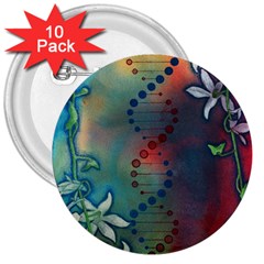 Flower Dna 3  Buttons (10 Pack)  by RobLilly