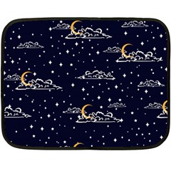 Hand Drawn Scratch Style Night Sky With Moon Cloud Space Among Stars Seamless Pattern Vector Design  Double Sided Fleece Blanket (mini)  by BangZart