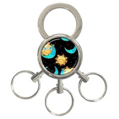 Seamless Pattern With Sun Moon Children 3-ring Key Chain by BangZart