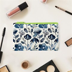 Indigo Watercolor Floral Seamless Pattern Cosmetic Bag (xs) by BangZart