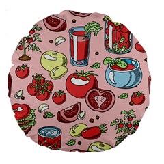 Tomato Seamless Pattern Juicy Tomatoes Food Sauce Ketchup Soup Paste With Fresh Red Vegetables Large 18  Premium Round Cushions by BangZart