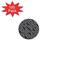 Linear Black And White Ethnic Print 1  Mini Buttons (100 Pack)  by dflcprintsclothing