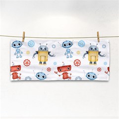 Cute Cartoon Robots Seamless Pattern Hand Towel by BangZart