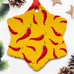 Chili Vegetable Pattern Background Snowflake Ornament (two Sides) by BangZart