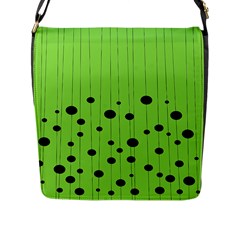 Bubbles At Strings Lemon Green And Black, Geometrical Pattern Flap Closure Messenger Bag (l) by Casemiro