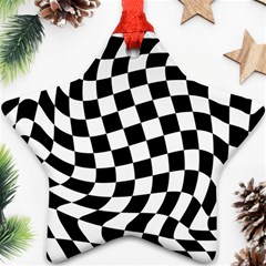 Weaving Racing Flag, Black And White Chess Pattern Ornament (star) by Casemiro