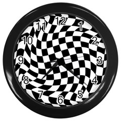 Weaving Racing Flag, Black And White Chess Pattern Wall Clock (black) by Casemiro