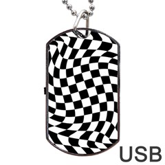 Weaving Racing Flag, Black And White Chess Pattern Dog Tag Usb Flash (two Sides) by Casemiro